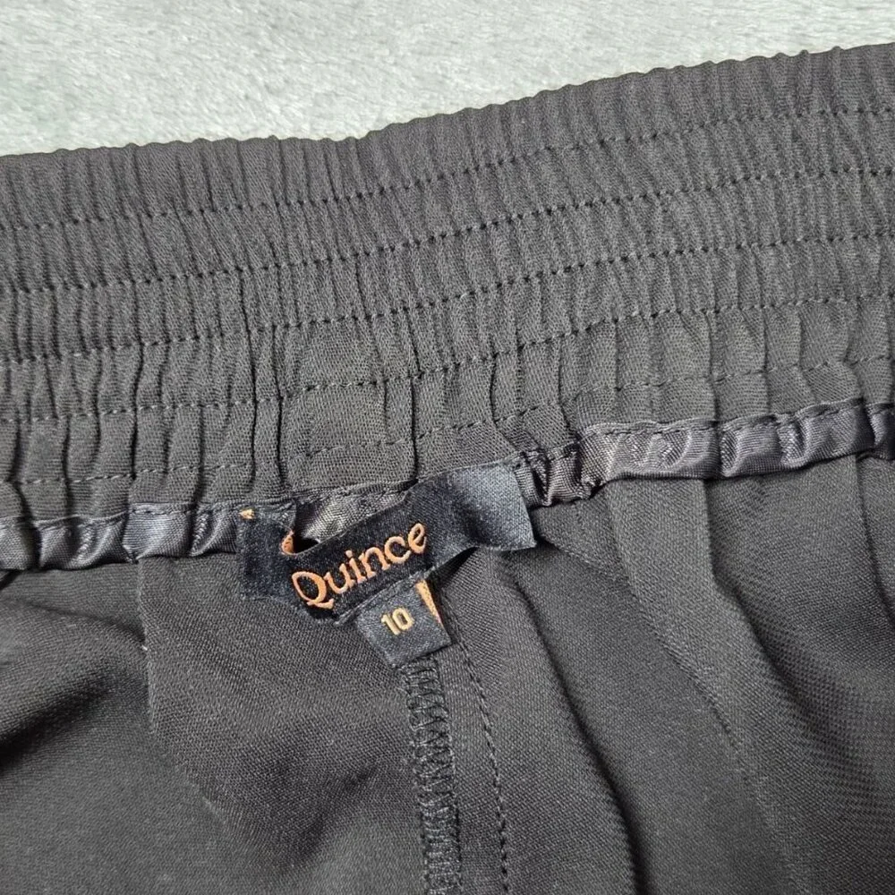 Quince Pants Womens 10 Black Stretch Crepe Classic Trousers Office Luxury